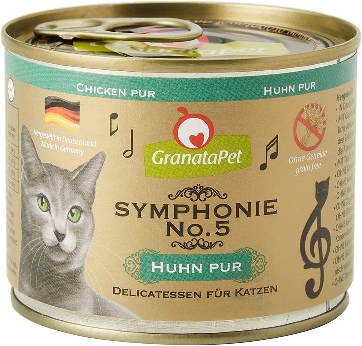 Granatapet Symphonie No. 5 Pui PUR , Hrană pentru pisici fără cereale și zahăr adăugat, File în jeleu natural, Hrană umedă delicioasă pentru pisici, 6 X 200 G
