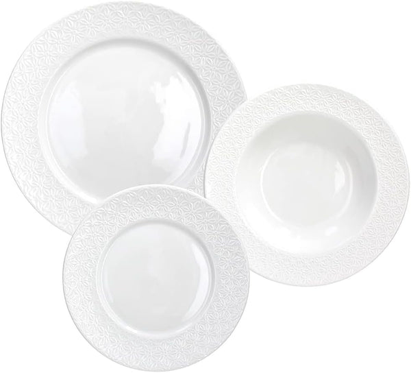 Margaret, serviciu de masă pentru 6 persoane, 18 piese, porțelan, alb Seturi vesela masa Naty Shop