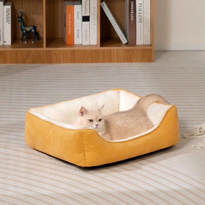 Pat pentru pisici, pat pentru câini mici, pat pentru animale de companie pentru pisici și căței, pat moale pentru animale de companie, pernă respirabilă pentru animale de companie, galben (55 * 45 * 15cm)