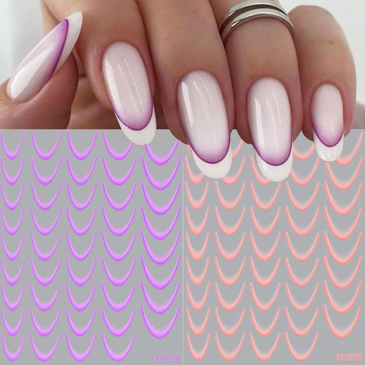 9 culori autocolante pentru unghii franceze autocolante pentru unghii franceze folie de unghii autoadezive unghii franceze autocolante gradient vârf francez autocolante pentru unghii arta unghiilor autocolante design unghii accesorii unghii
