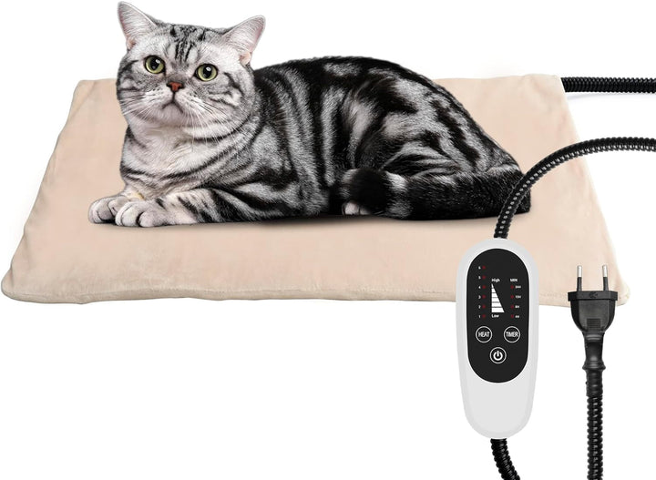NICREW Pernă de încălzire pentru animale de companie pentru pisică și câine 40 x 45 cm, pernă de încălzire electrică reglabilă la temperatură cu cablu de înfășurare a furtunului anti-mușcătură