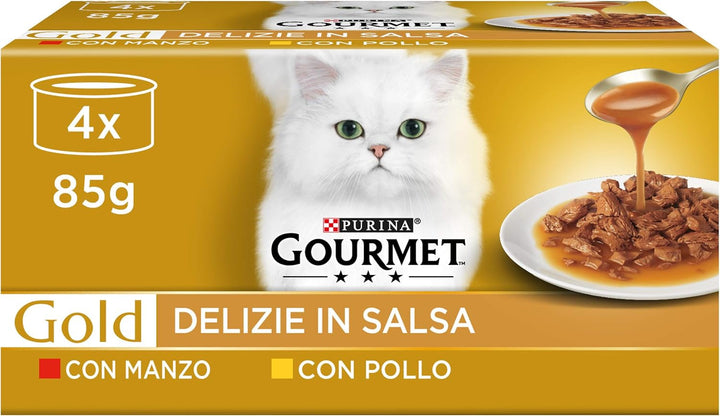Hrană umedă pentru pisici Purina Gold Mousse cu pește oceanic 24 cutii 85G, cutie 24 X 85G