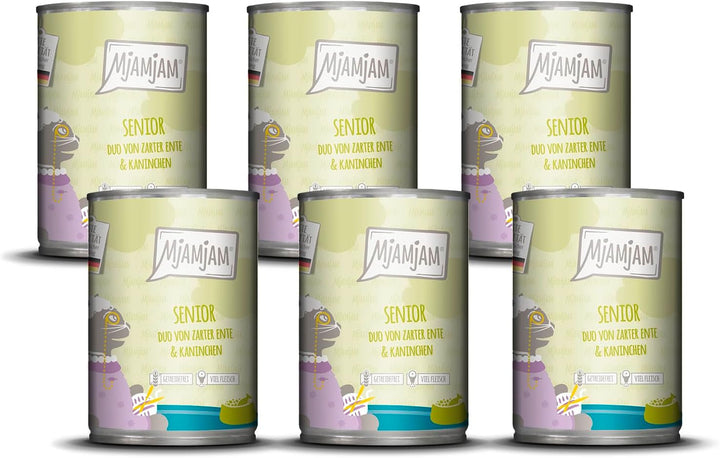 Mjamjam - Hrană umedă premium pentru pisici - Senior - Juicy Chicken, 6Pack (6X800G), fără cereale