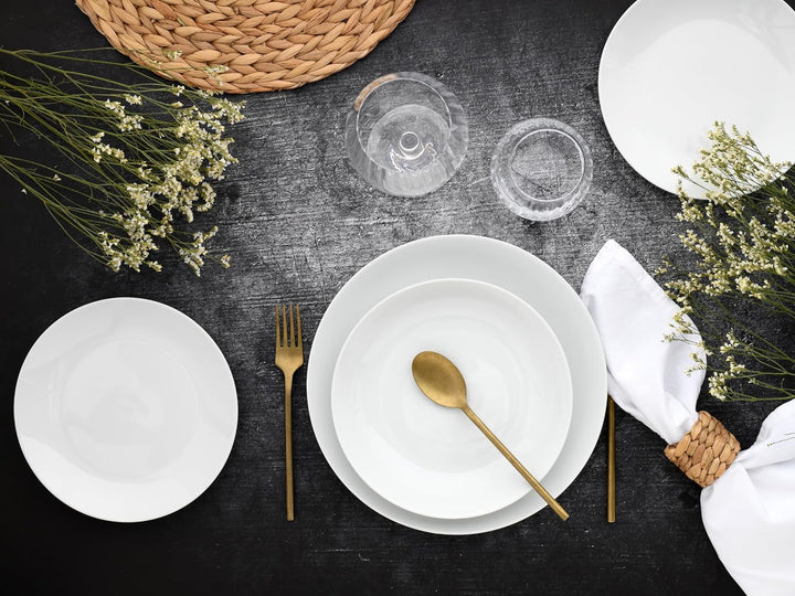 Creatable, 20341, Serie Luna Weiss, 18-Teiliges Geschirrset Für 6 Personen, Teller Set Aus Porzellan, Spülmaschinen- Und Mikrowellengeeignet, Qualitätsproduktion Seturi vesela masa Naty Shop