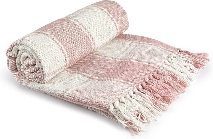 Frisco throw, Bumbac reciclat, Tradițional, Cu carouri, Pentru scaun, canapea, canapea, arunca, pătură, Antracit, 127 X 152 Cm Paturi si Cuverturi Emma Barclay Blush roz 90X100" (228X254Cm)