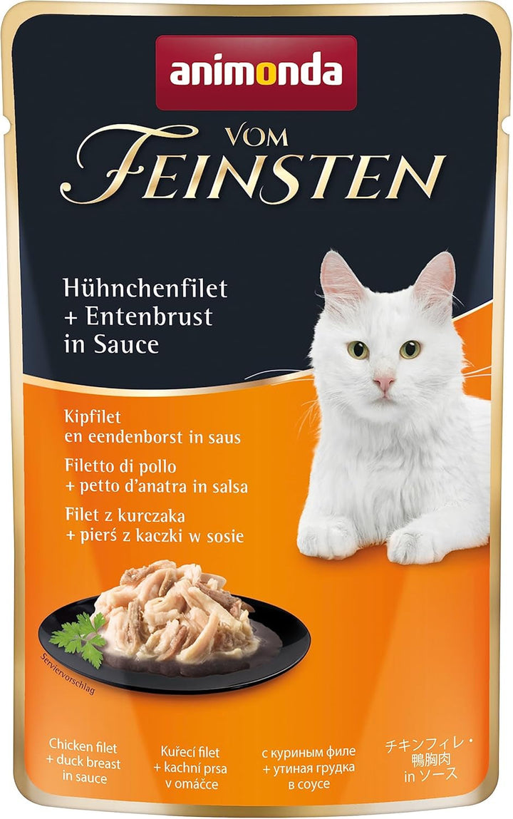 Animonda Vom Feinsten Adult Filet Creations (18 X 50 G), hrană umedă pentru pisici adulte, hrană pentru pisici cu fileuri în sos delicat, hrană umedă pentru pisici fără cereale și zahăr