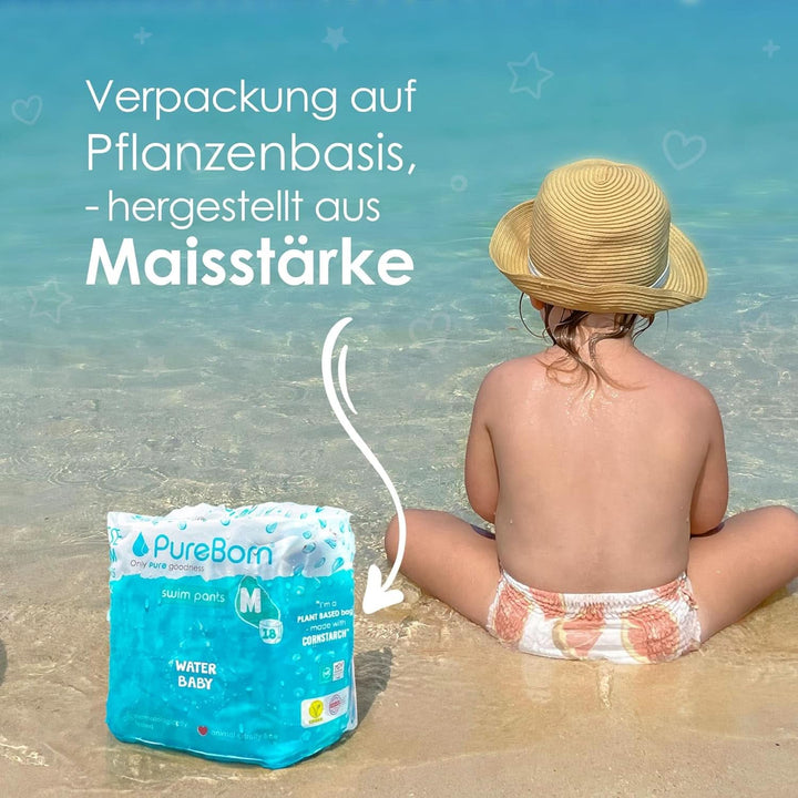 Scutece de inot Pureborn, pantaloni de baie pentru bebelusi pentru plaja si piscina, ultra moi, elastice Mama si Copilul Naty Shop