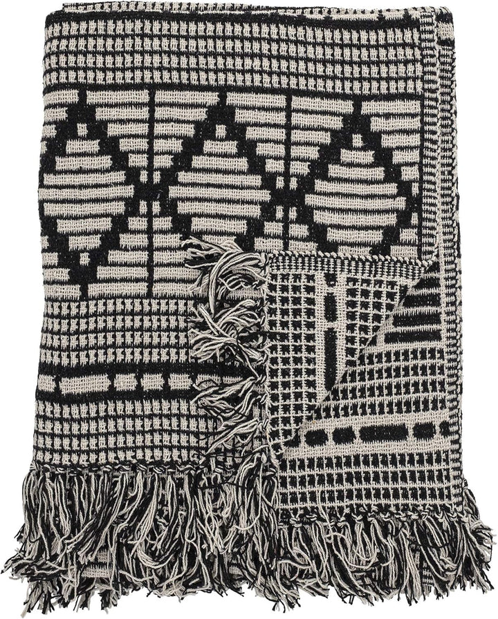 Cuvertură de pat Bloomingville, negru, bumbac, 160cm Paturi si Cuverturi Bloomingville Negru 160cm