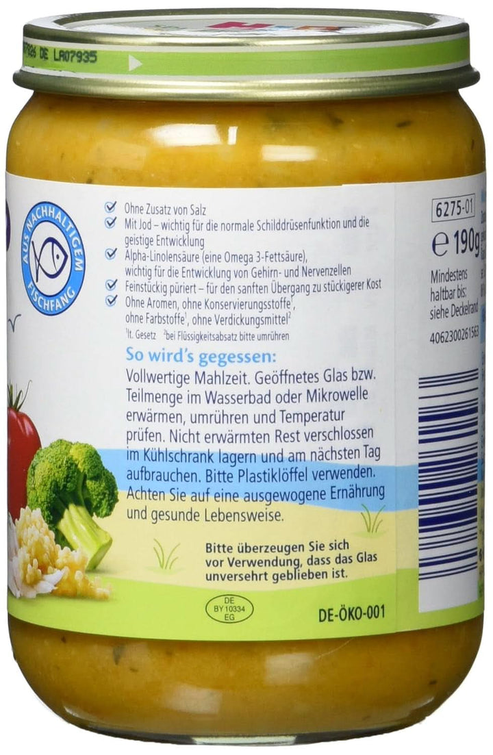 Paste Hipp Mini cu file de peste Pollock de Alaska și legume cu unt, pachet de 6 (6 x 190 g) Mama si Copilul Naty Shop