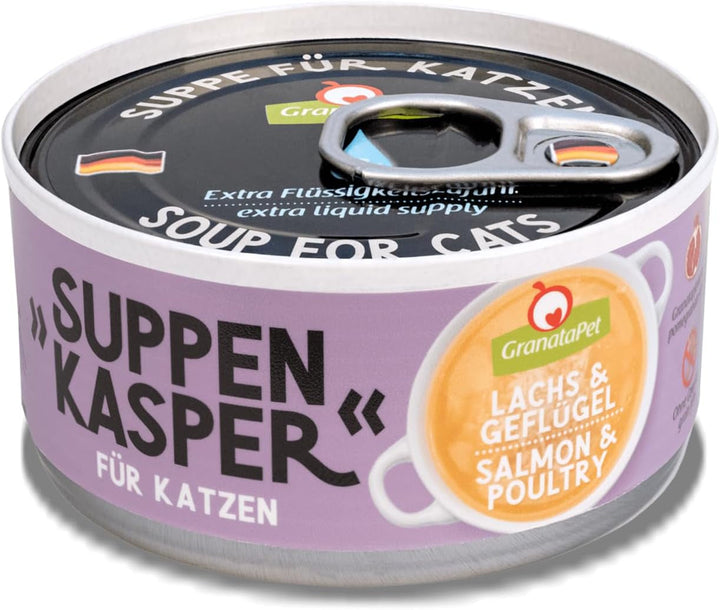 Granatapet Suppenkasper Multipack 6 varietăți, 12 X 70 G, Gustări pentru pisici, Răsfățuri pentru hidratare suplimentară, Supapă împotriva foametei mici, Hrană pentru pisici fără cereale și fără zahăr adăugat