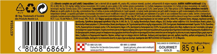 Purina Gold Pâté Moist Cat Lamb And Duck, 24 cutii la 85 G