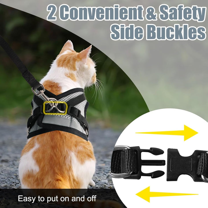 Bindokun Cat Harness With Leash Escape-proof, Cat Harness Set Cat Harness Escape-proof pentru câini pisici cu 5 M/16.4 picioare Cat Leash Adjustable Cat Vest (M)