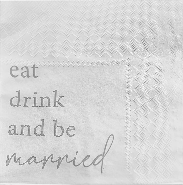 'Mănâncă, bea și fii căsătorit' Șervețele din hârtie albă pentru masa de nuntă 16 pachete