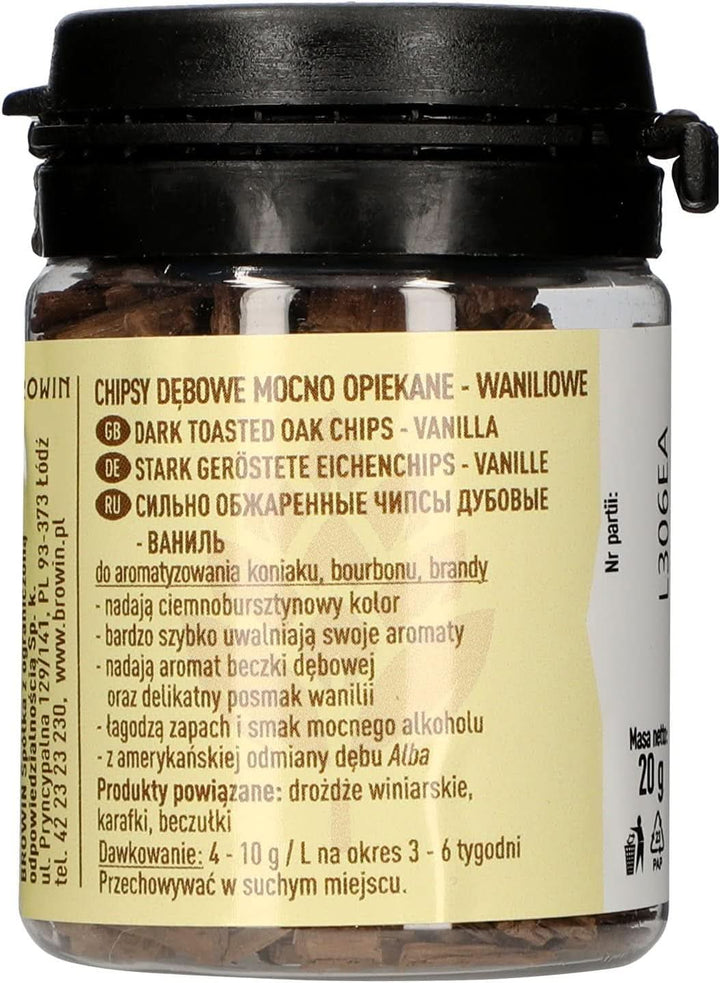 Browin Așchii de stejar puternic prăjite 20 g - fulgi, bastoane fine de stejar pentru aromatizarea alcoolului, maro Arome Naty Shop 20 grame Vanilie