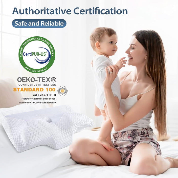 Pernă ortopedică din spumă de memorie pentru susținerea gâtului pernă pentru coloana cervicală Pernă ergonomică pentru dureri de spate, laterale și abdominale, 70X40X8.5/14Cm Perne ortopedice cervicale Naty Shop