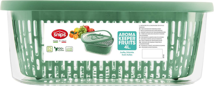 Fierăstrău pentru păstrarea aromei fructelor, plastic, verde, 4 LT - dreptunghiular Cutii depozitare alimente Naty Shop