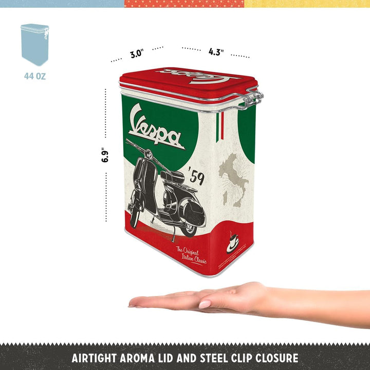 Nostalgic-Art Cutie de cafea retro, 1,3 l, Vespa - Clasicul italian - Idee de cadou pentru fanii scuterelor, Produs cu licență originală (OLP), Decorare atelier în design vintage, Decorare atelier în design vintage Cutii depozitare alimente Naty Shop
