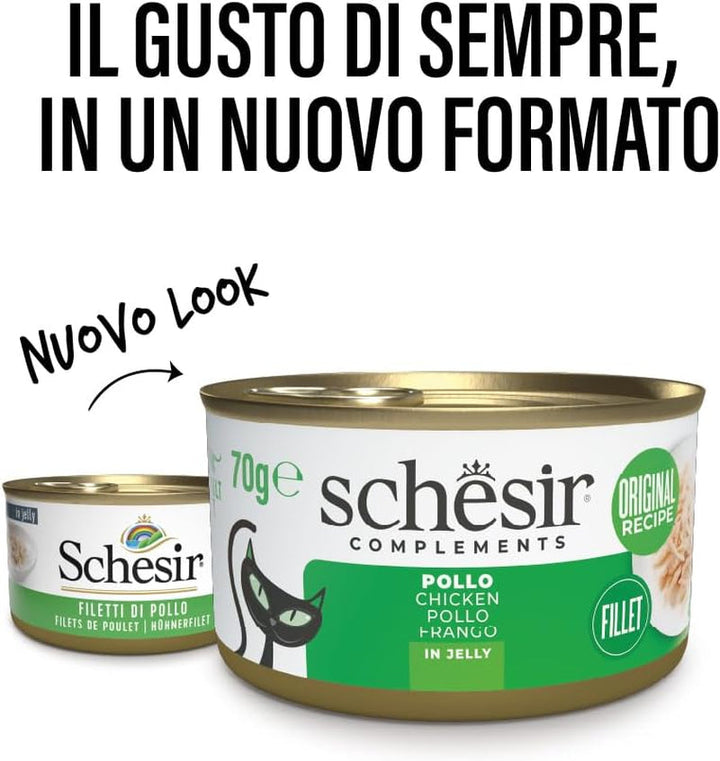 File de pui în jeleu, Hrană umedă complementară pentru pisici, Rețetă originală, 100% naturală, 12 cutii a câte 70 g