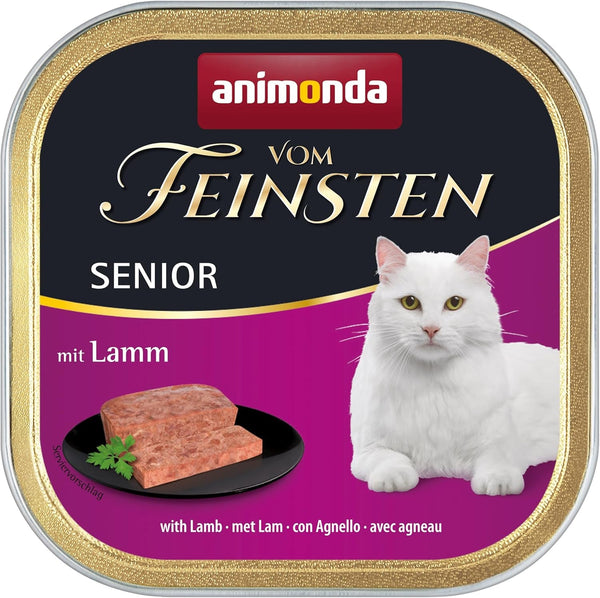 Animonda Vom Feinsten Senior Cat Food Wet Wet Food With Lamb (32 X 100G), Hrană pentru pisici de la 7 ani, Fără cereale Fără zahăr, Cu ingrediente proaspete, din carne