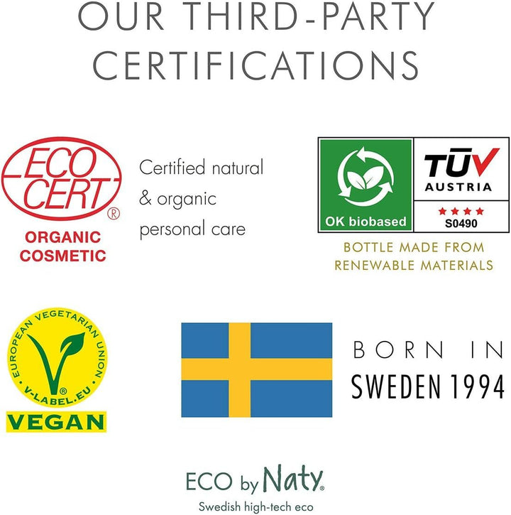 Eco by Naty, spumă de baie pentru copii, ingrediente organice pe bază de plante cu 0% parfum, hipoalergenic și testat dermatologic, flacon de 200 ml Copii - Baie si Skincare Naty Shop