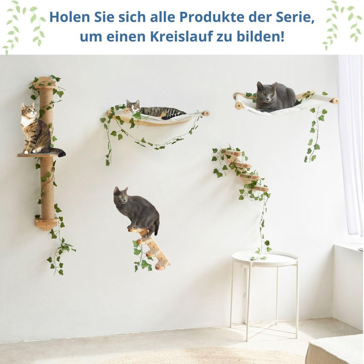 TREKAM Perete Pat Pisici - Perete Hamac Elegant și Stabil - Perete Șezlong pentru Pisici de până la 12 kg - Perete de Cățărat pentru Pisici - Elemente de Perete pentru Pisici - Loc de Odihnă Confortabil pentru Perete pentru Pisici
