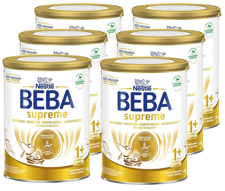 Băutură pentru copii BEBA SUPREME Junior 1+ de la 1 ani, mâncare pentru copii cu complex 6 HMO, numai lactoză, fără ulei de palmier, pachet 6 (6 x 800 g) Mama si Copilul Naty Shop