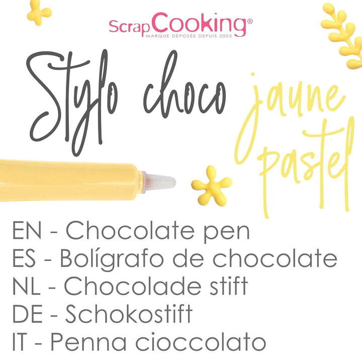 Scrapcooking - Pix Pastel Galben cu Zahăr - Zahăr cu Scriere Galben 25g - Pix Decorativ Comestibil cu Zahăr - Scriere și Desen - Etichetare Fondant, Glazură, Prăjituri - 6804
