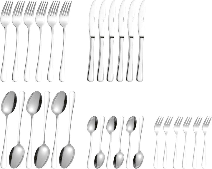 Set tacâmuri Sylvia Fabricat din oțel inoxidabil 18/0 Lustruit 30 piese Bucatarie Naty Shop