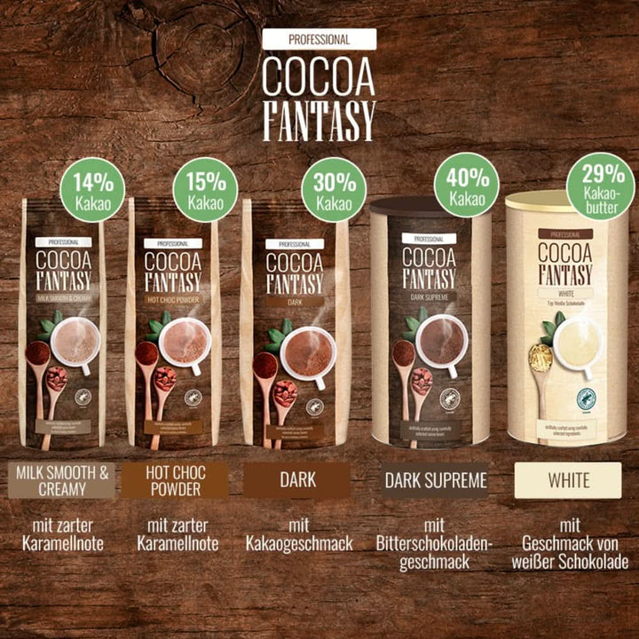 Cocoa Fantasy Hot Choc Powder, 1 kg pudră de cacao pentru ciocolată caldă, 15% conținut de cacao Naty Shop