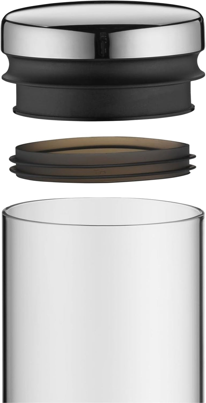 WMF Depot borcan de depozitare sticlă 1l, înălțime 21,5 cm, borcan de depozitare cu capac, recipient pentru boabe de cafea, borcan pentru cereale, borcan de depozitare a alimentelor cu deschidere mare de umplere (pachet de 4) Cutii depozitare alimente Naty Shop