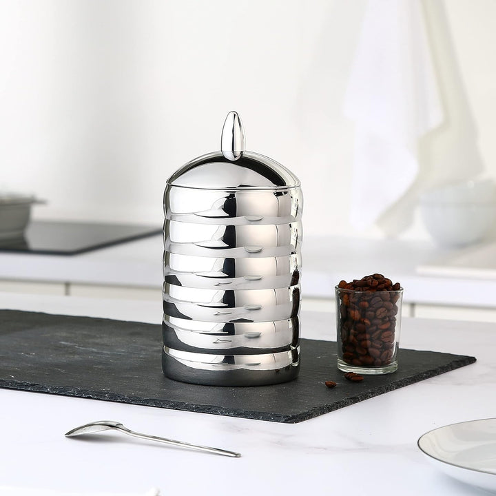 Alessi Kalistò 2 CB02 - Borcan de bucătărie din oțel inoxidabil 18/10 cu buton din aluminiu, 114 cl, argintiu Cutii depozitare alimente Naty Shop