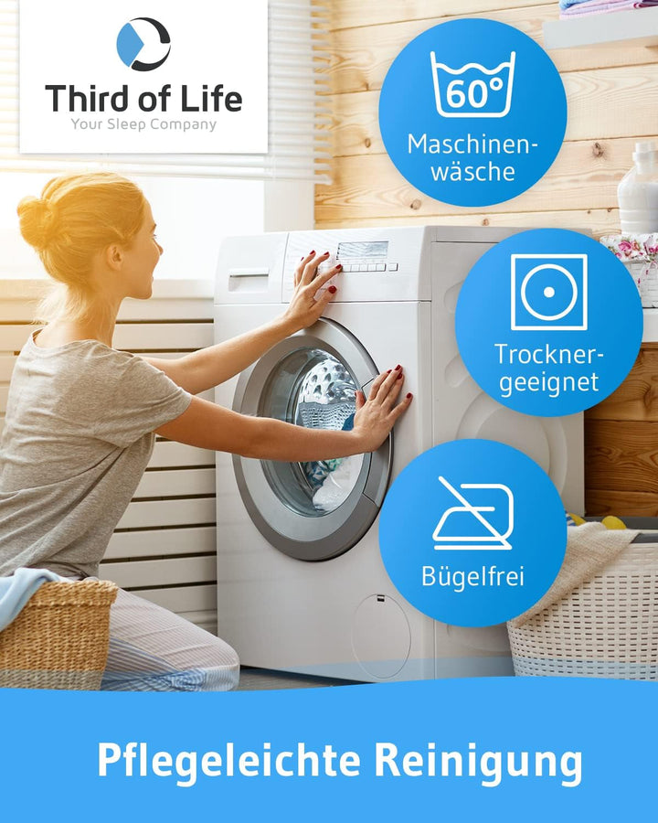 Față de pernă neagră, pachet dublu, perfectă pentru pernele de gât ANDAR, bumbac maco (jersey dublu), fără călcare și uscare cu tambur, set de 2 fețe de pernă cu fermoar, certificat Oeko-Tex Perne ortopedice cervicale Naty Shop