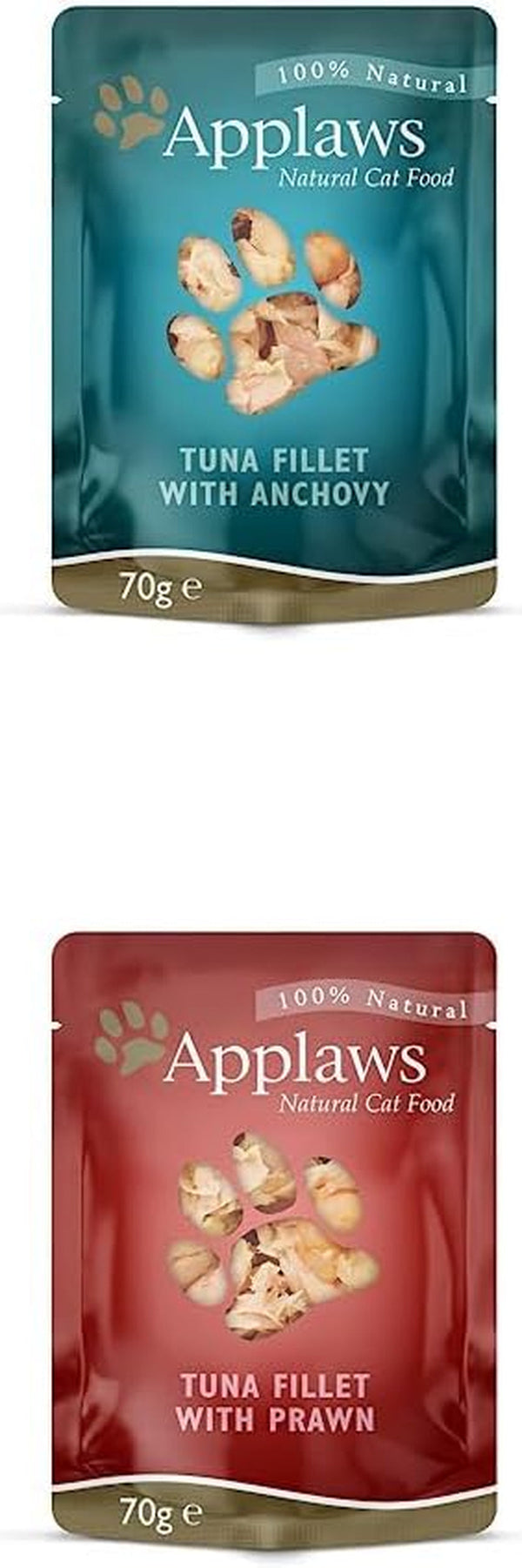Applaws Premium Natural Cat Food Wet, Tuna Fillet With Anchovies in Broth 70G portion bag (12X70G) + Premium Natural Cat Food Wet, 70G portion bag (12X70G)