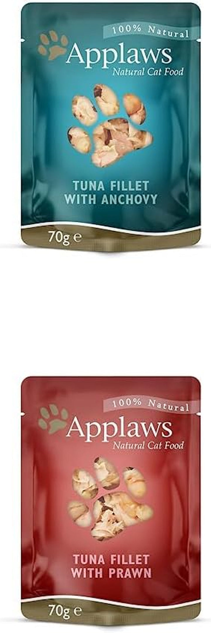 Applaws Premium Natural Cat Food Wet, Tuna Fillet With Anchovies in Broth 70G portion bag (12X70G) + Premium Natural Cat Food Wet, 70G portion bag (12X70G)