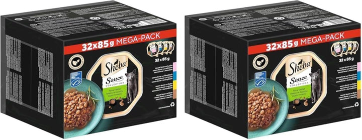 SHEBA Bowl Hrană umedă Multipack Mega-Pack Colecția de sosuri Fine Variety Msc-Certified 32 X 85G