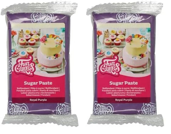 Fondant rulat FunCakes Royal Purple: Ușor de folosit, neted, flexibil, moale și pliabil, perfect pentru decorarea prăjiturilor. Fără gluten, 250 g (pachet de 2) Pasta de zahar Naty Shop Royal Purple 250 G (pachet de 2)