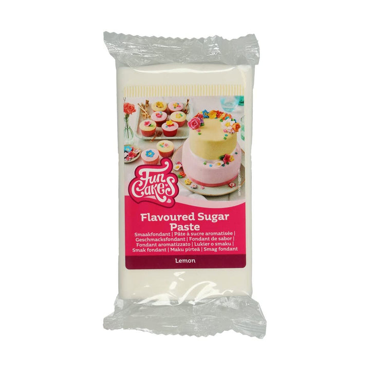FunCakes Fondant cu aromă de lămâie: Gust delicios, textură fină, ușor de întins, fondant rulat, perfect pentru prăjituri, cupcakes și biscuiți. Halal, kosher și fără gluten. 250 g (pachet de 3) Pasta de zahar Naty Shop 250 G Lămâie