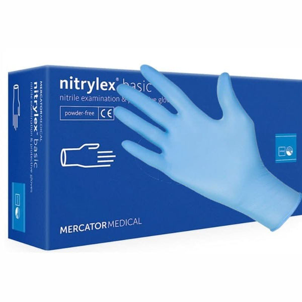Manusi nitril nepudrate albastre Nitrylex 100buc, marimea L Nati Shop
