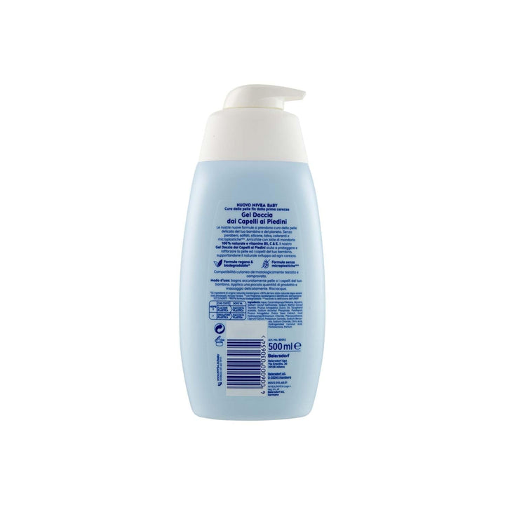 NIVEA BABY gel de duș pentru păr pe picioare 500 ml, baie cu bule pentru copii pentru piele și păr moale și curat, baie pentru copii cu protecție împotriva lacrimilor, șampon hidratant și moale pentru copii Copii - Baie si Skincare Naty Shop