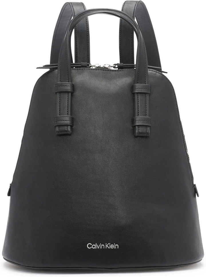 Rucsac Calvin Klein Zina Zip Around pentru femei, cu fermoar Genti Femei Naty Shop Negru/argintiu O mărime se potrivește tuturor