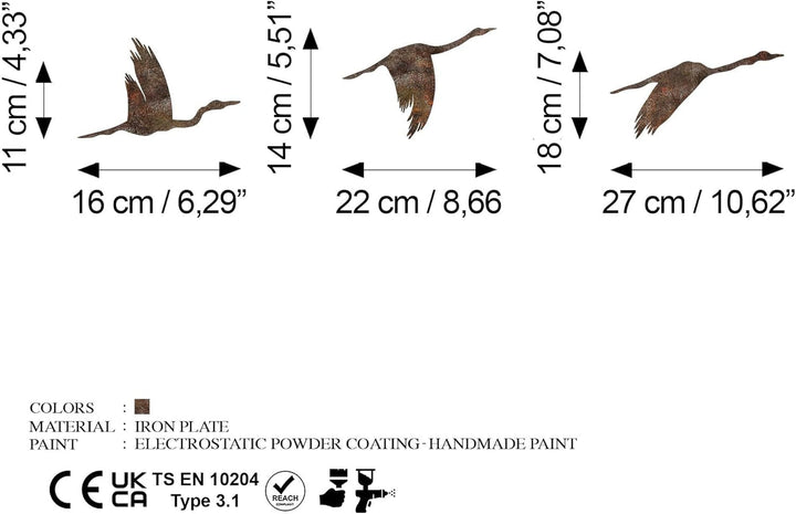Set de accesorii decorative de perete din metal pictat manual (3 bucăți) | Finisaj Antiquation | Dimensiuni: 11x16cm, 14x22cm, 18x27cm | Artă unică pentru decorațiuni interioare Statuete si sculpturi Naty Shop