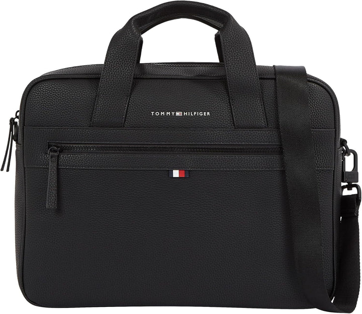 Tommy Hilfiger ESSENTIAL PU COMPUTER BAG geantă laptop pentru bărbați, Black, OS Bagaje și echipament de călătorie Naty Shop Titlu implicit