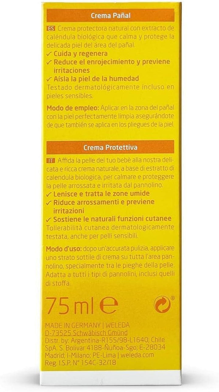 WELEDA Organic Baby Calendula Wound Protection Cream 75ml - Cosmetice naturale unguent pentru răni / cremă pentru bebeluși pentru protecția pielii sensibile a bebelușului în zona scutecelor. Ajută la roșeață, piele iritată și durere Copii - Baie si Skincare Naty Shop
